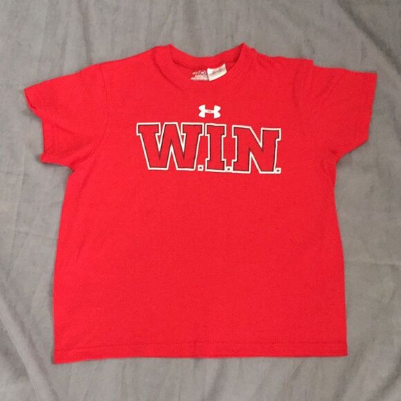 Under Armour Heat Gear T-Shirt Youth Medium Red Short Sleeve - Picture 1 of 4